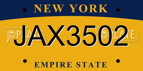 JAX3502 New York License Plate