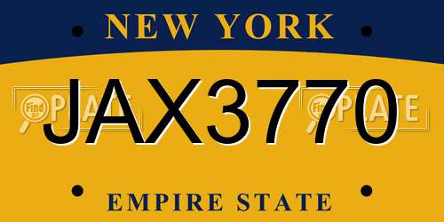 JAX3770 New York License Plate