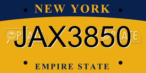 JAX3850 New York License Plate
