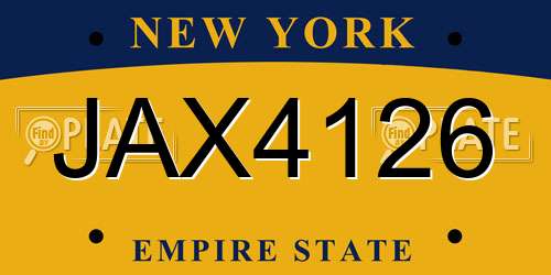 JAX4126 New York License Plate