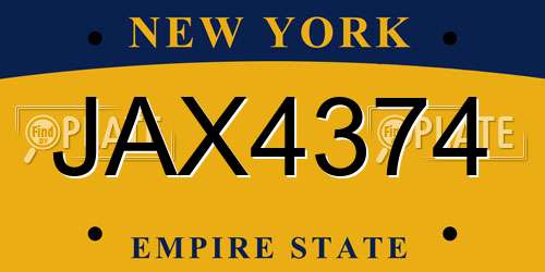 JAX4374 New York License Plate