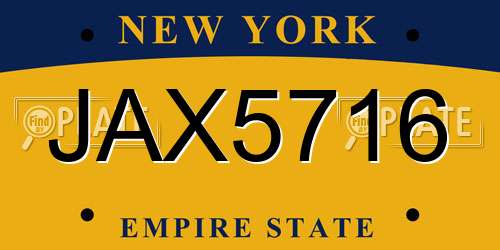 JAX5716 New York License Plate