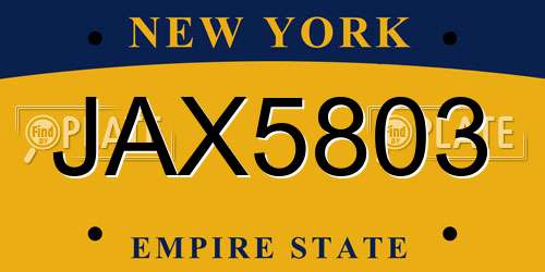 JAX5803 New York License Plate