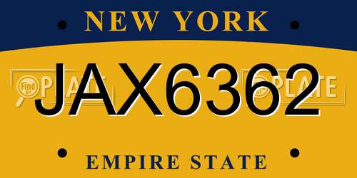 JAX6362 New York License Plate