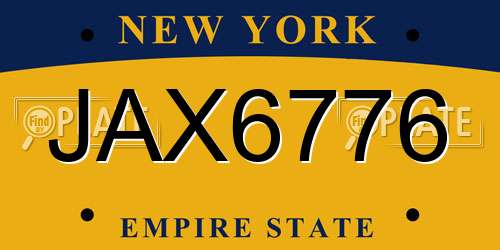 JAX6776 New York License Plate