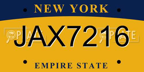 JAX7216 New York License Plate