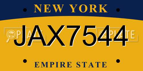 JAX7544 New York License Plate
