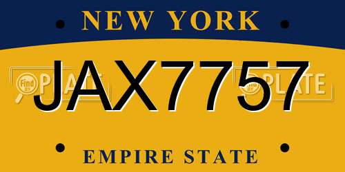 JAX7757 New York License Plate