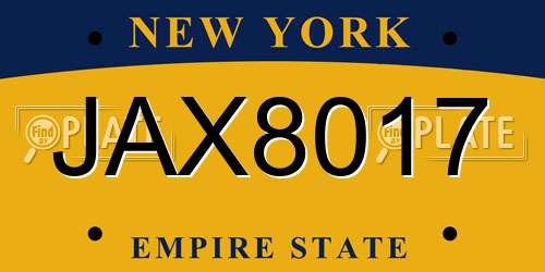 JAX8017 New York License Plate