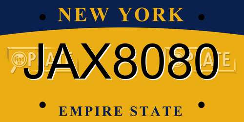 JAX8080 New York License Plate
