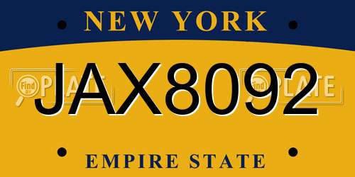 JAX8092 New York License Plate