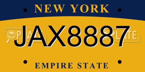 JAX8887 New York License Plate