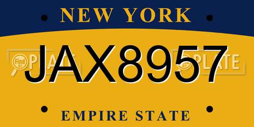 JAX8957 New York License Plate
