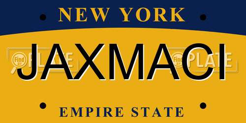 JAXMACI New York License Plate