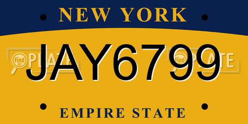 JAY6799 New York License Plate