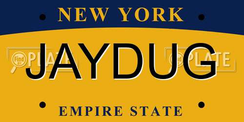 JAYDUG New York License Plate