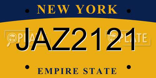 JAZ2121 New York License Plate
