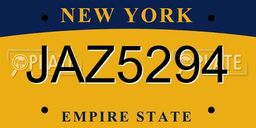 JAZ5294 New York License Plate