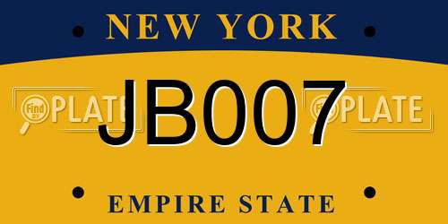 JB007 New York License Plate