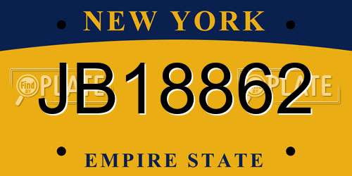 JB18862 New York License Plate