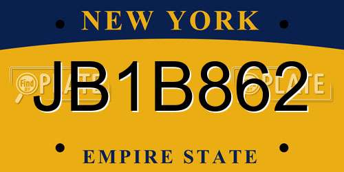 JB1B862 New York License Plate