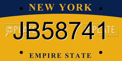 JB58741 New York License Plate