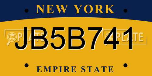 JB5B741 New York License Plate