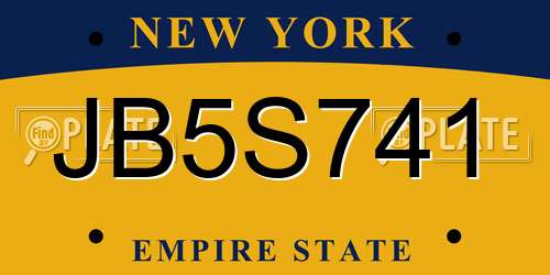 JB5S741 New York License Plate