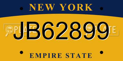 JB62899 New York License Plate