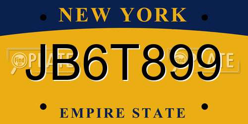 JB6T899 New York License Plate