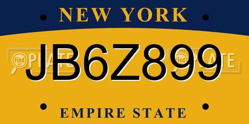 JB6Z899 New York License Plate