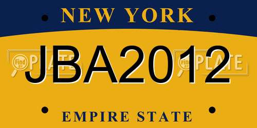 JBA2012 New York License Plate