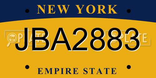 JBA2883 New York License Plate