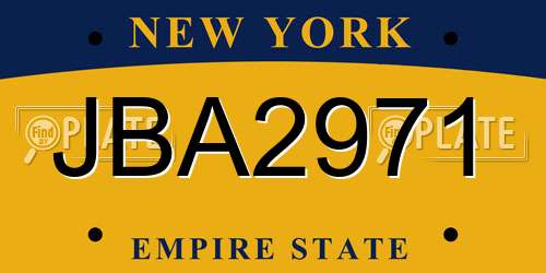 JBA2971 New York License Plate