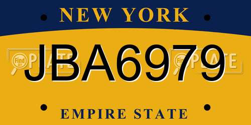 JBA6979 New York License Plate