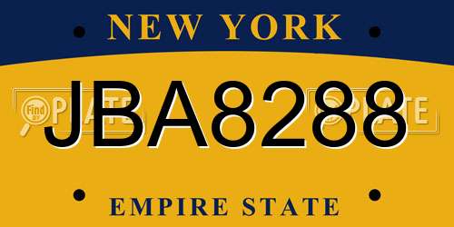 JBA8288 New York License Plate