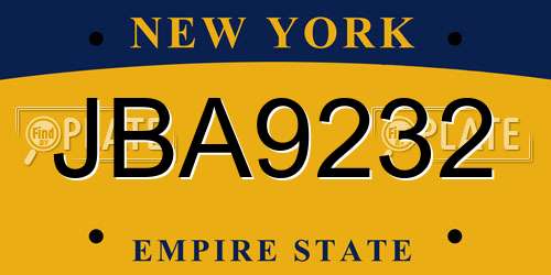 JBA9232 New York License Plate