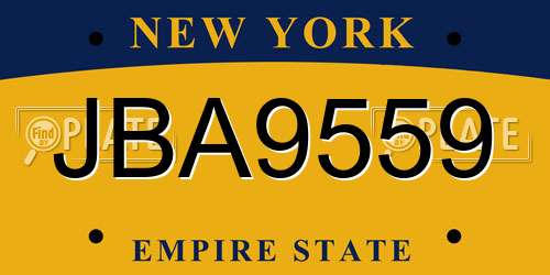 JBA9559 New York License Plate