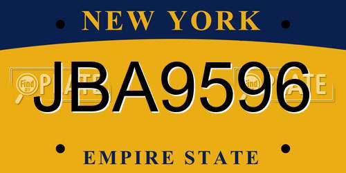 JBA9596 New York License Plate
