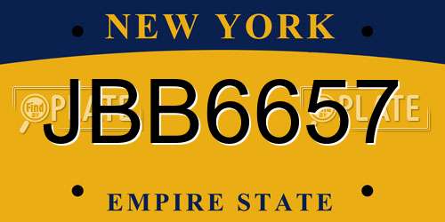 JBB6657 New York License Plate
