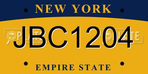 JBC1204 New York License Plate