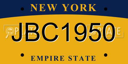 JBC1950 New York License Plate