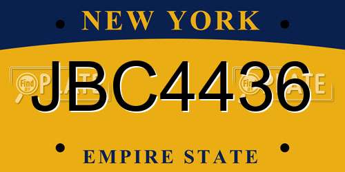 JBC4436 New York License Plate