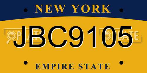 JBC9105 New York License Plate