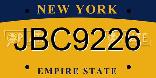 JBC9226 New York License Plate
