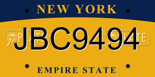 JBC9494 New York License Plate