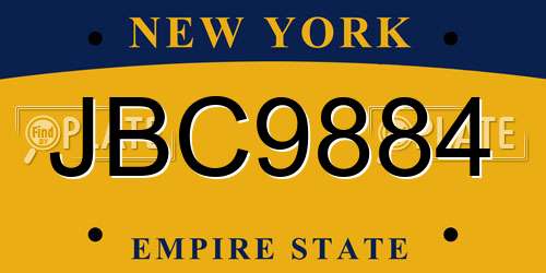 JBC9884 New York License Plate