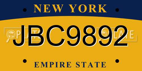 JBC9892 New York License Plate