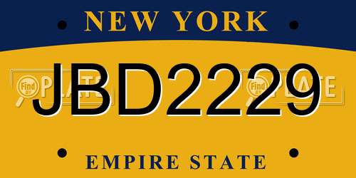 JBD2229 New York License Plate