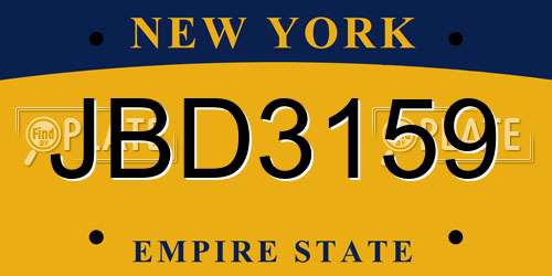 JBD3159 New York License Plate